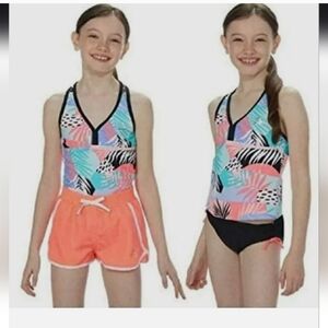 Gerry Girls Size 16 Swim Tankini Swimsuit 1 Top Firelight, Short Racerback NWT